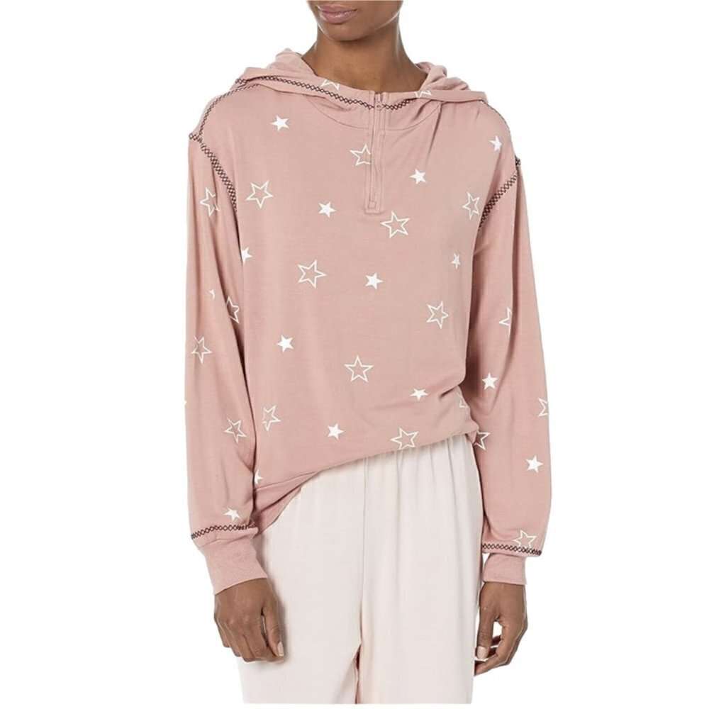 PJ Salvage Ric Rac Patty Wack Hoody Woman's Sz S Rosewood & White Stars NWT